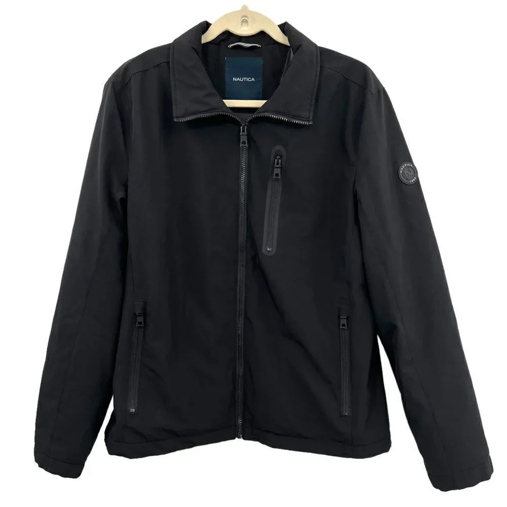 Nautica Black Soft Shell and Fleece Wind and Water Resistant Jacket Size M